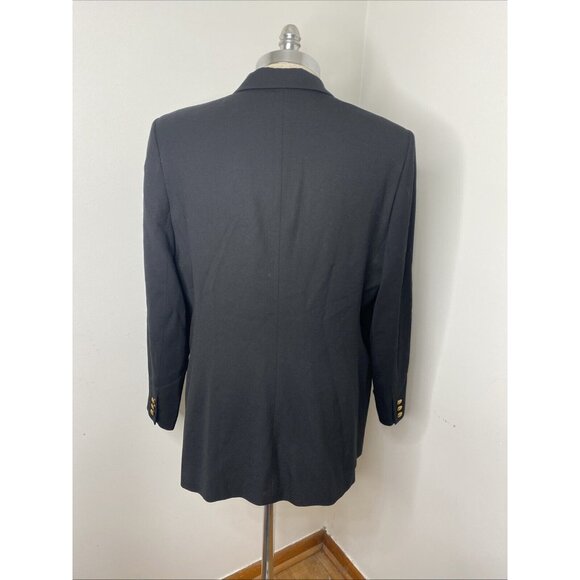 Talbots Black Worsted Wool Blazer 18 Double Breasted Gold Crest Buttons USA - Picture 6 of 8